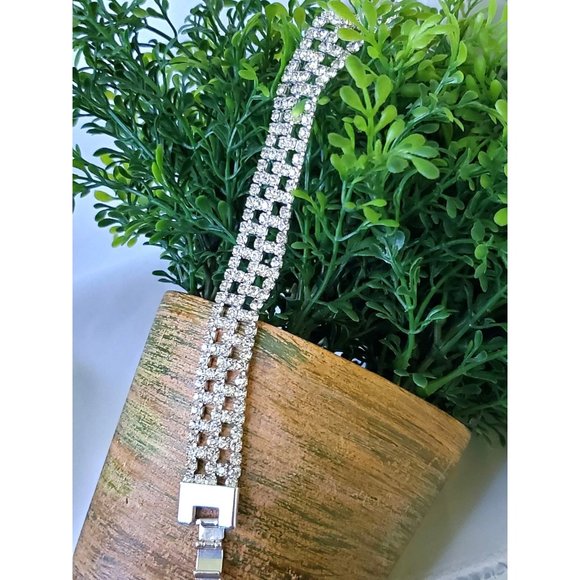 Bracelet WIDE Crystal bling bride bridal Sparkle Bling Jewelry - Picture 6 of 7